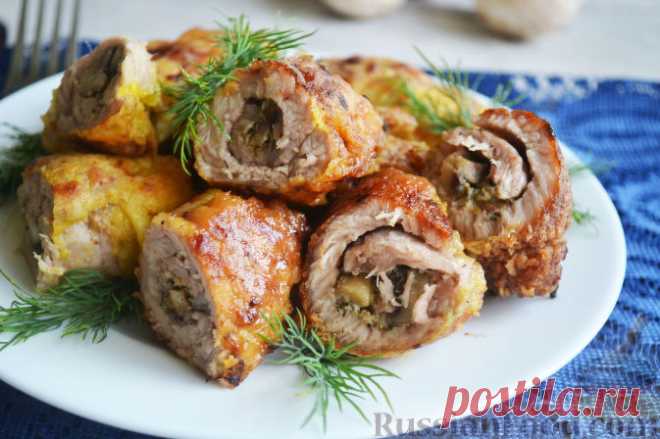 Рецепт: Свиные рулетики с грибами на RussianFood.com