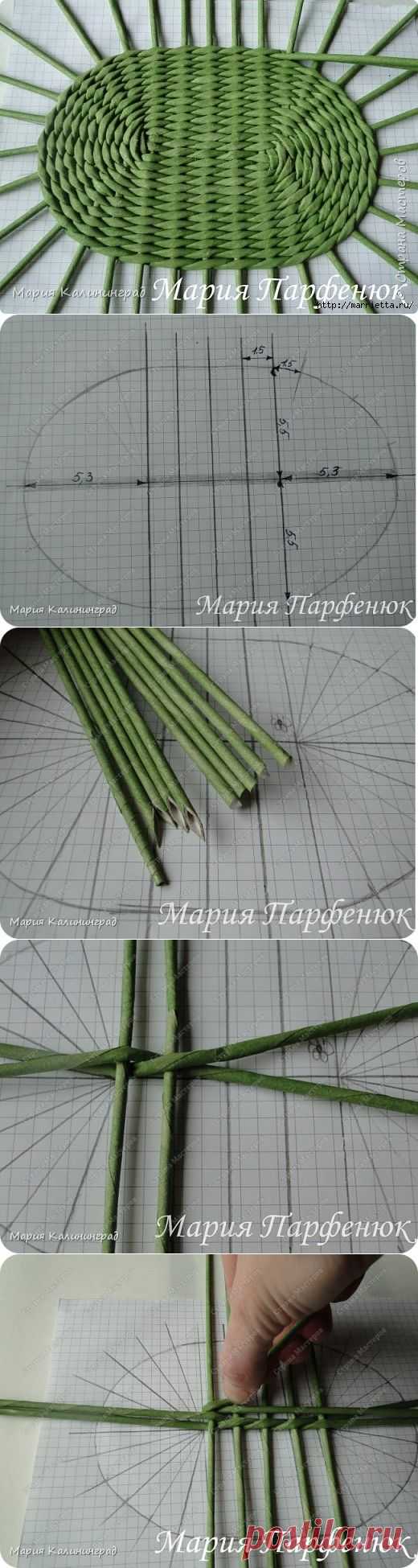 Как сплести овальное дно для корзинки из газет