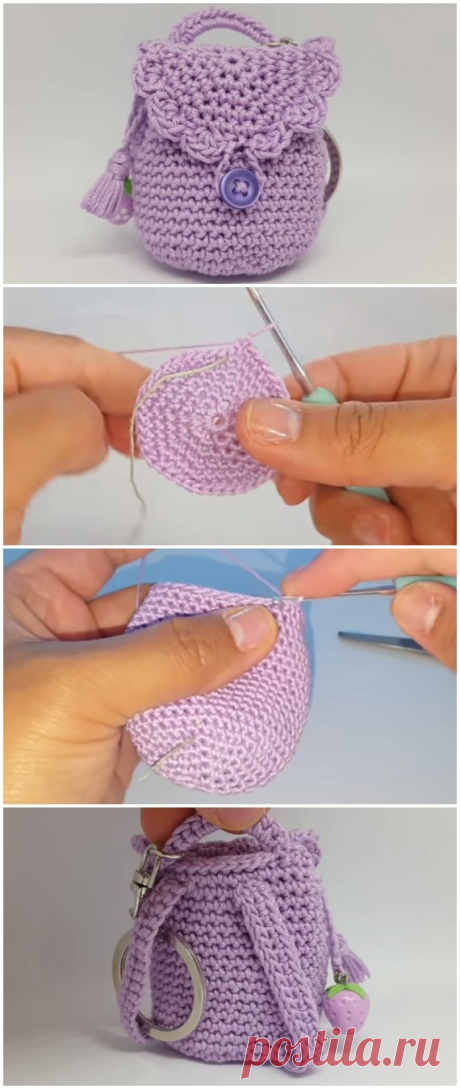 Вязание крючком мини рюкзак  Кошелек для ключей - Бесплатный шаблон [Видео]