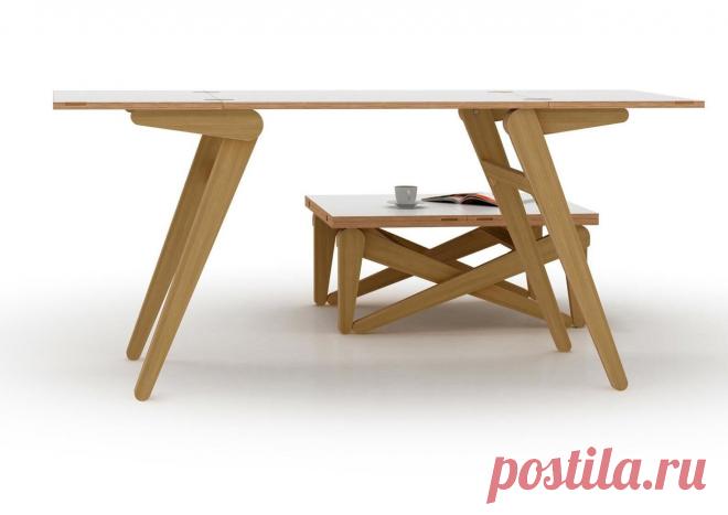 ​Столик-трансформер Столик-трансформерСтолик-трансформер легко превращается из журнального в обеденный.