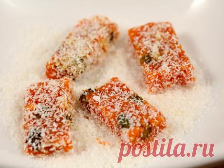 Джезерье Это восточная сладость, очень вкусное лакомство. Карамелизованные морковные батончики с имбирем, орехами и кокосовой стружкой. Орешки можно использовать разные. Можете сделать состав отчасти импровизированным.