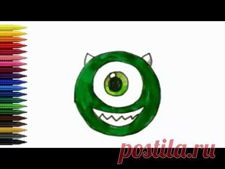 How To Draw And Paint Monsters Inc || Как нарисовать Майка Вазовски Корпорация Монстров