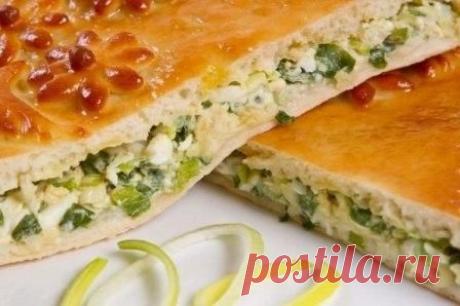 Рецепт быстрого (заливного) пирога с зелёным луком и яйцом