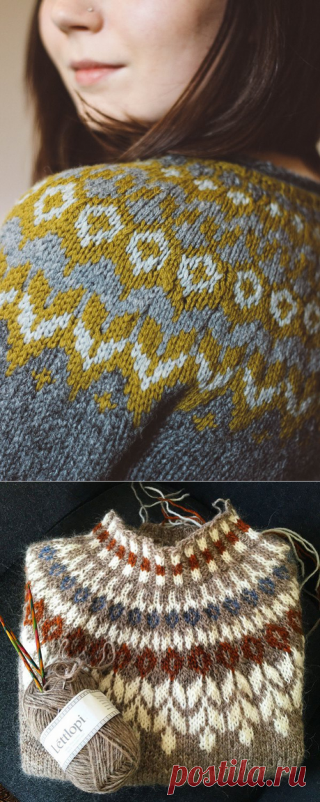 Исландский свитер с круглой кокеткой Lopapeysa | Knit-Tweed
