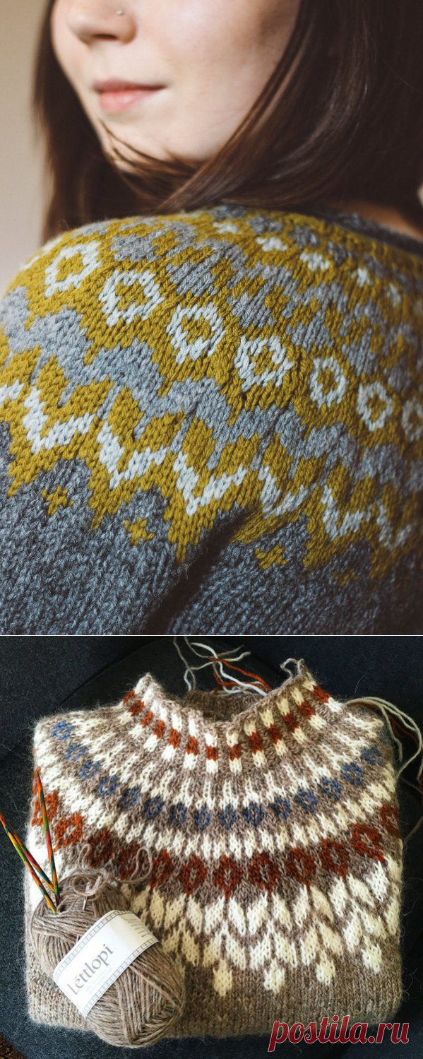 Исландский свитер с круглой кокеткой Lopapeysa | Knit-Tweed