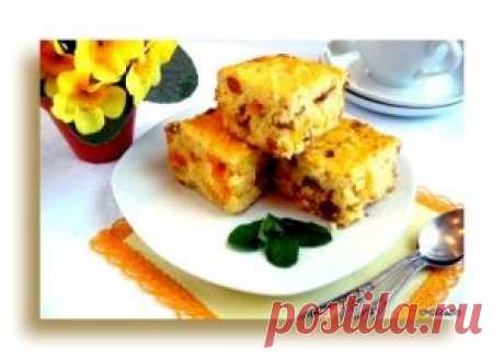 Запеканка из пшена , творога и кураги