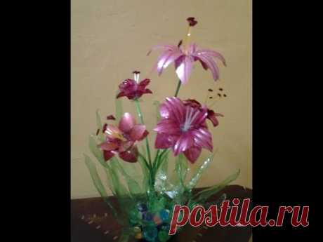 Best Out Of Waste Plastic bottles transformed to lovely lily plant Showpiece