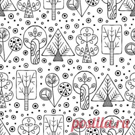 Vector hand drawn seamless pattern, decorative stylized black and white childish trees. Doodle sketch style, graphic illustration, background. Ornamental cute hand drawing. Line drawing. 123RF - Миллионы стоковых фото, векторов, видео и музыки для Ваших проектов.