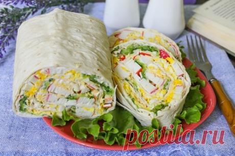 Лавашный рулет с крабовыми палочками — Домашний уют