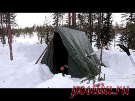 Зимняя рыбалка с ночевкой в шалаше. Самоловки. Постройка шалаша