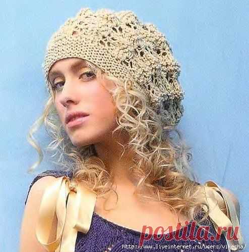 Берет спицами.