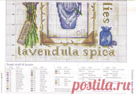 Вышивка и схемы, вышивка Крестом бесплатные: Sampler лаванда-схема вышивки крестом