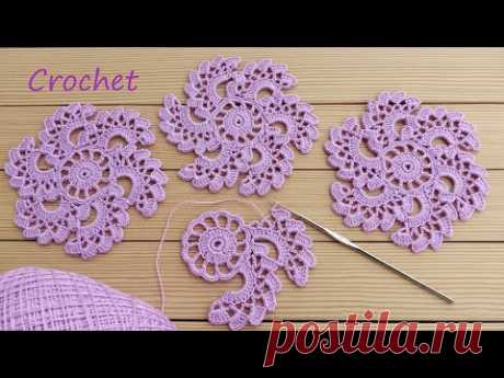 Очень просто!!! Цветочные мотивы ВЯЗАНИЕ КРЮЧКОМ для начинающих EASY Flower Pattern Crochet
