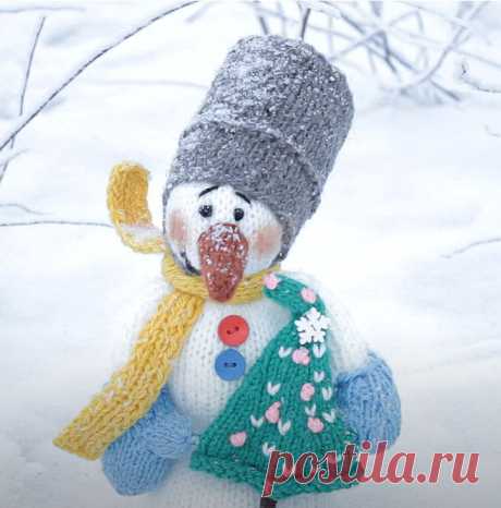 Вязаный снеговик спицами | Креаликум