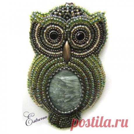 Серафинитовый совёнок. | biser.info - всё о бисере и бисерном творчестве