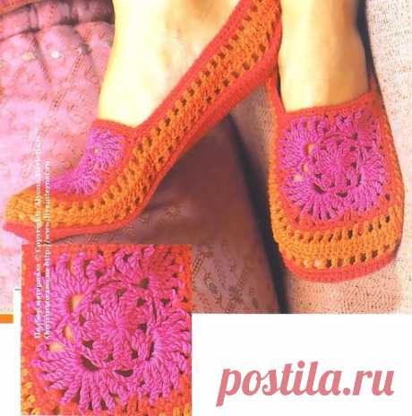 Тапочки-следки крючком ... от Crochet Creations (Франция).