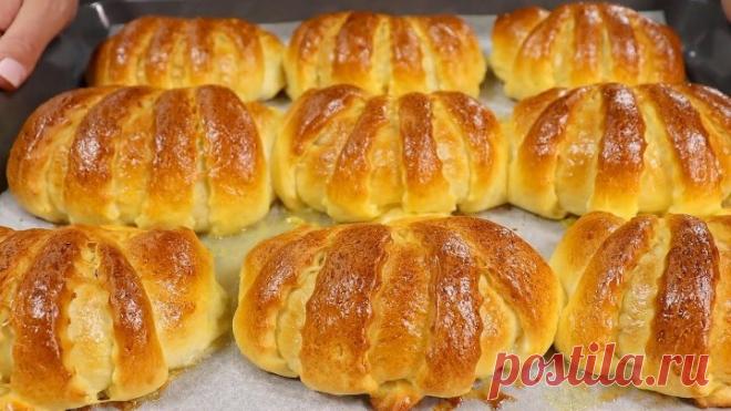 Пуховые БУЛОЧКИ С ЯБЛОКАМИ! Всегда удачное тесто! Простой РЕЦЕПТ домашних булочек!