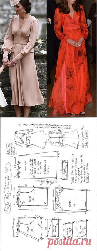 Vestido manga longa midi | DIY - molde, corte e costura - Marlene Mukai