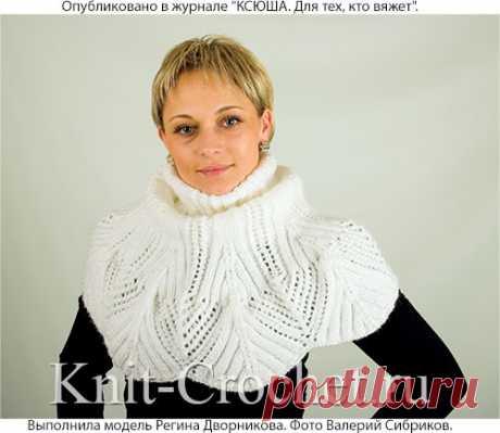 Воротник-пелерина спицами.