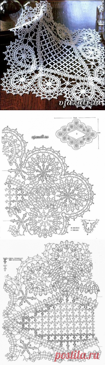 прямоугольная салфетка в технике брюггского кружева крючком