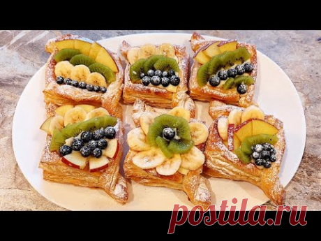 Слойка с заварным кремом и свежими фруктами
