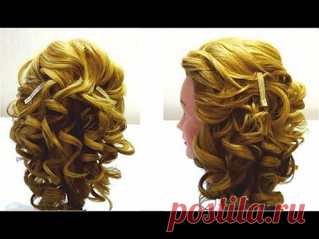 Укладка волос на бигуди.Свадебная,вечерняя прическа на длинные волосы.Styling my hair in curlers - YouTube