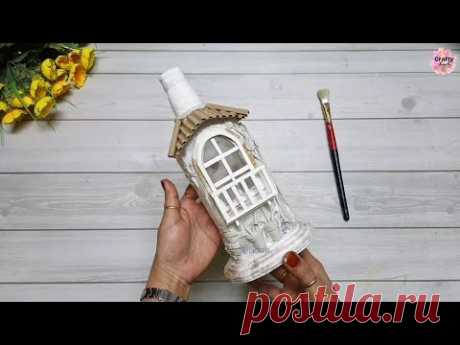 How to transform a waste bottle into an amazing tiny house | bottle art |bottle house |crafty hands - YouTube