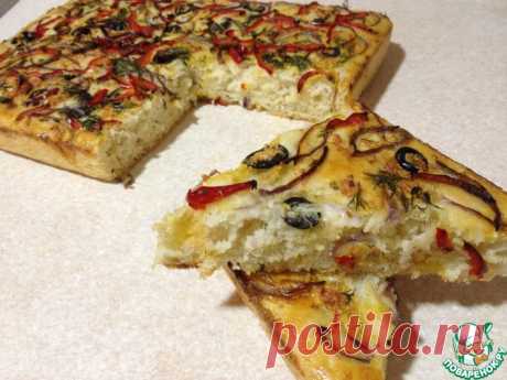 Фокачча с оливками, перцем и чесноком Кулинарный рецепт