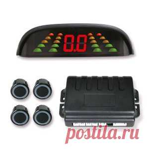 Spider PS-14 4-сенсорный парковочный радар с врезными датчиками черного или серебристого цветов диаметром 20 мм., дисплей с 2-мя световыми шкалами, имеющими 5 градаций расстояния и цифровой индикацией расстояния и бипером.