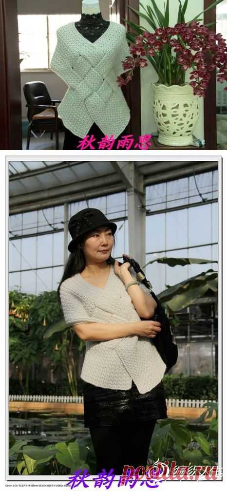 Очень интересный жилет с плетеным узором. Обязательно свяжу себе такой)