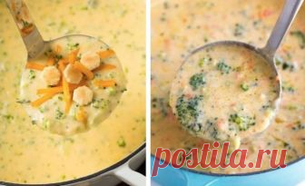 Полезно и очень вкусно! Ну очень! Сырный суп с шампиньонами и брокколи
