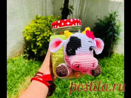 Porta/tarro vaca amigurumis by Petus 1a. parte (English subtitles)