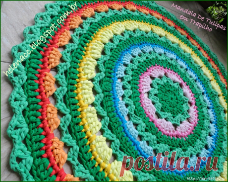 Коврик крючком из пряжи СПАГЕТТИ. Схема