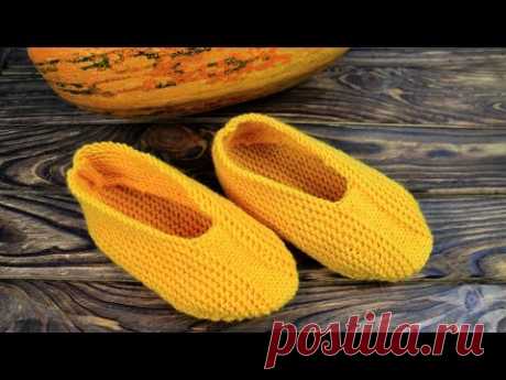Как связать ПРОСТЫЕ тапочки одним полотном