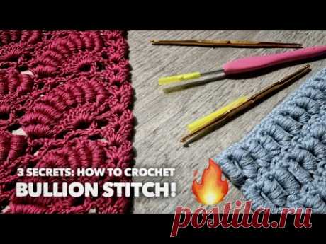 3 СЕКРЕТНЫХ СПОСОБА ВЯЗАНИЯ СТОЛБИКОВ РОКОКО! 🔥 / HOW TO CROCHET BULLION STITCH: 3 SECRETS!!!