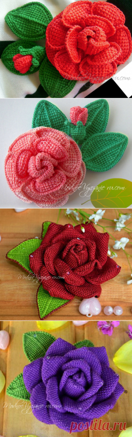 Шикарные розы тунисским вязанием - Crochet Modnoe Vyazanie