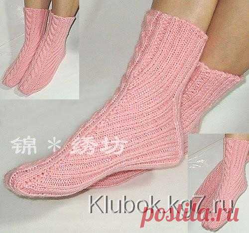 Носки по косой на двух спицах | Клубок