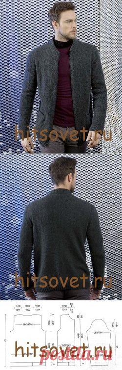Жакет мужской спицами с описанием