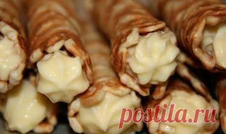 Интересные новости Вафельные трубочки - хрустящие в электровафельнице с заварным кремом.