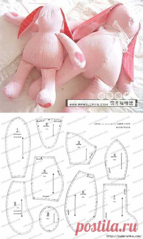 Текстильный заяц. Выкройка мягкой игрушки..