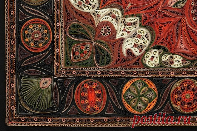 Квиллинг: мастерица «ткёт» ковры из закрученной бумаги