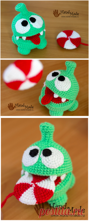 Любимец детей - сладкоежка Ам Ням (Om Nom). Вяжем крючком.