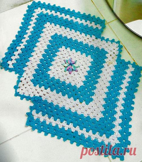 Вязаный коврик крючком – украшаем ванную комнату - Nebka.Ru