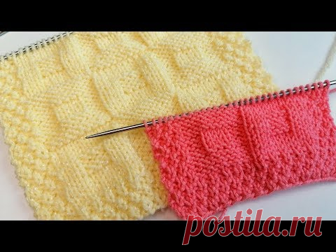 Двухсторонний узор спицами. Простой узор для пледа спицами
