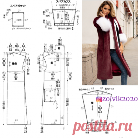 Пальто из экомеха. Выкройка на четыре размера
