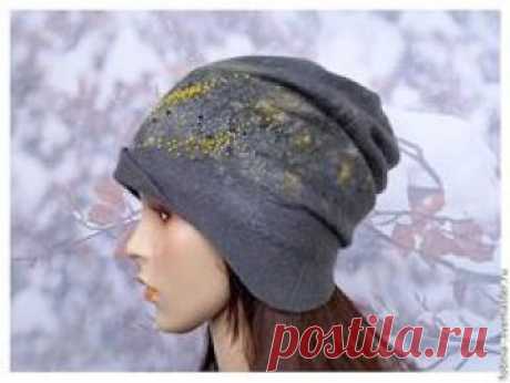 Купить Шапка валяная YELLOW STAMENS - темно-серый, абстрактный, шапка валяная…