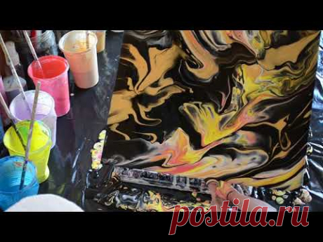 ФЕНИКС/ Абстрактная Картина Акрилом/ Fluid Art
