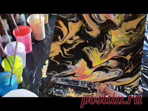 ФЕНИКС/ Абстрактная Картина Акрилом/ Fluid Art