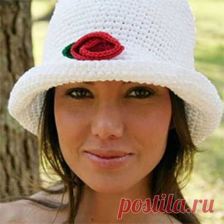 Белая летняя шляпка, связанная крючком. Описание + схема - Nebka.Ru