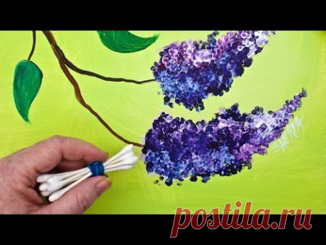 LILACS Baumwolltupfer Malerei Technik für BEGINNERS EASY Acrylmalerei - YouTube
